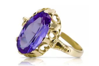 Кольцо Александрит 14-кв Желтое золото Винтаж стиль vrc134y